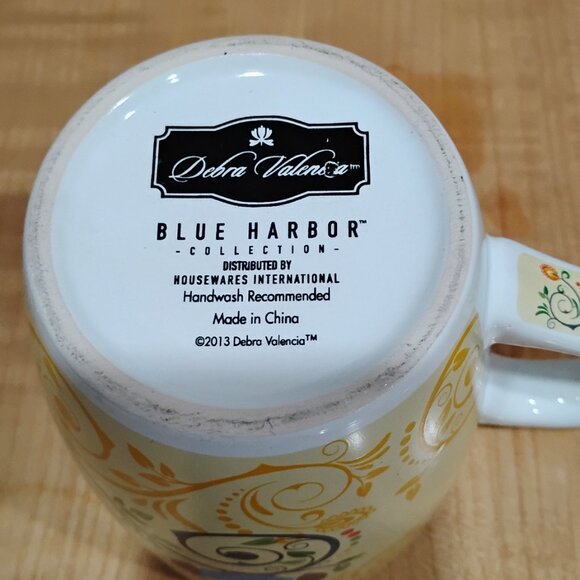 Debra Valencia Blue Harbor Collection Multi Color XL 24 Fl Oz Coffee Mug Owl - Picture 6 of 6